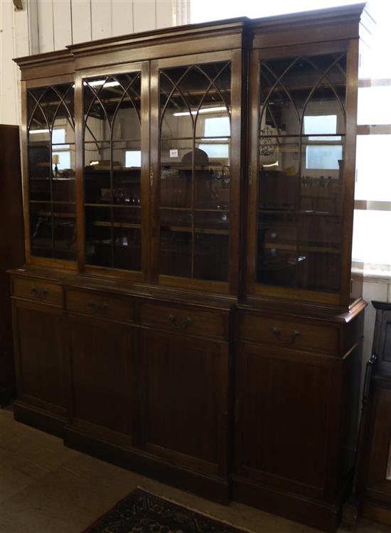 George III style mahogany breakfront library bookcase